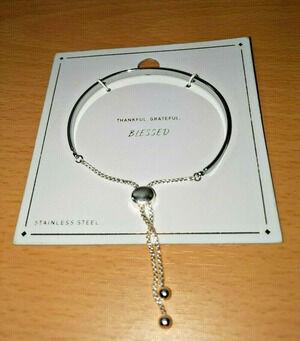 Stainless Steel Bracelet - Thankful, Grateful, Blessed Adjustable Chain New
